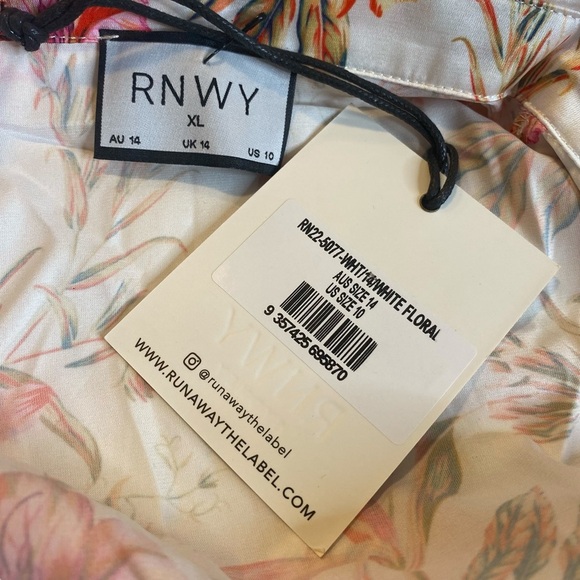 Runaway The Label | NEW Ruby Alani Front Tie Mini Dress in White Floral Size XL - Picture 12 of 13